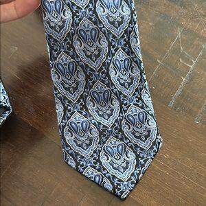 Paul Fredrick Elegant Black and Blue Paisley Tie